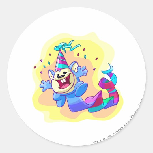 Birthday Meerca Ronde Sticker (Voorkant)