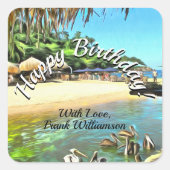 Birthday Meets Ocean 0330 Vierkante Sticker (Voorkant)