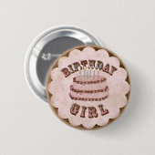 Birthday meisje ronde button 5,7 cm (Voorkant /achterkant)