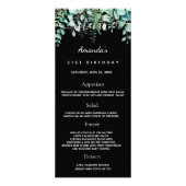 Birthday Menu eucalyptus greenery foto leuke feite (Voorkant)