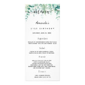 Birthday Menu eucalyptus greenery foto leuke feite (Voorkant)