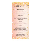 Birthday Menu oranje glitter foto leuke feiten (Voorkant)