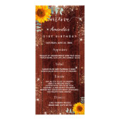 Birthday Menu-zonnebloemen bijtend hout glitter Reclamekaart (Voorkant)