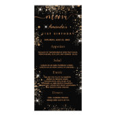 Birthday Menu zwarte gouden glitter foto leuke fei (Voorkant)