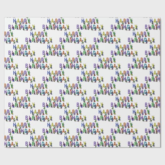 Birthday Mice op White Cadeaupapier (Vlak)