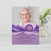 Birthday Milestone Plum Foto Uitnodiging (Staand voorkant)