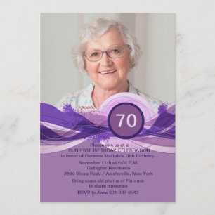 Birthday Milestone Plum Foto Uitnodiging