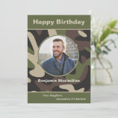 Birthday Militaire Camouflage Foto - Aangepaste ka (Staand voorkant)
