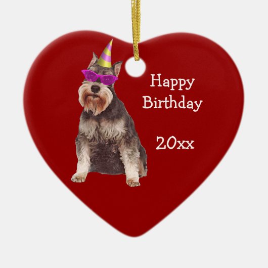 Birthday Miniature Schnauzer Keepomwille Ornament (Voorkant)