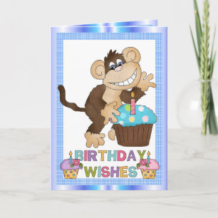 Birthday Monkey Greetin Card Kaart