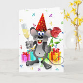 Birthday Mouse Kaart (Gele Bloem)
