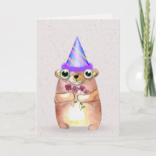 Birthday Mouse met Pet van de partij Kaart (Voorkant)