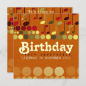 Birthday Music Fun Uitnodiging (Voorkant / Achterkant)