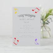 Birthday Music Notes Invitation Kaart (Staand voorkant)