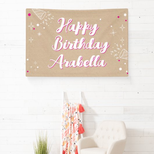 Birthday Name Banner - Painted Style Photo Wall (Insitu)