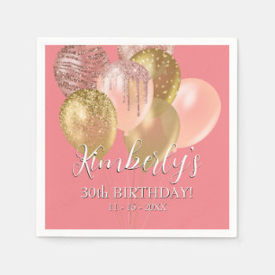 Birthday Name Gold Glitter Balloons Leeftijd Koraa Servet