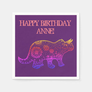 Birthday Napkins Dinosaur Art , Mandala Dinosaur Servet