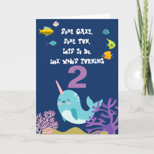 Birthday Narwhal Persoonlijke naam Kaart