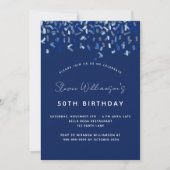 Birthday navy blue confetti mannen luxe kaart (Voorkant)
