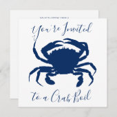 Birthday Navy Blue Crab Kaart (Voorkant / Achterkant)
