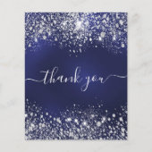 Birthday navy blue glitter budget dank je kaart (Voorkant)