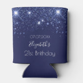Birthday navy blue glitter name blikjeskoeler (Achterkant)