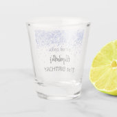 Birthday navy blue glitter sparkles name shot glas (Achterkant)