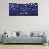Birthday navy blue zilversterren name party spandoek
