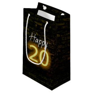 Birthday Neon 20 Sign on Brick Klein Cadeauzakje