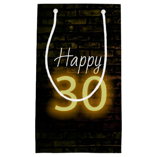 Birthday Neon 30 Sign on Brick Klein Cadeauzakje (Voorkant)