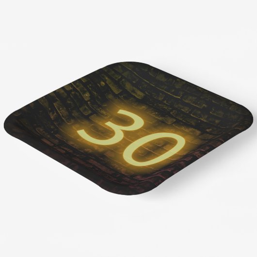 Birthday Neon 30 Sign on Brick Wall Papieren Bordje (Gebogen)