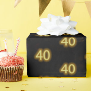 Birthday Neon 40 Sign on Brick Cadeaupapier