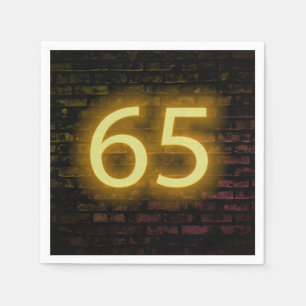 Birthday Neon 65 Sign on Brick Wall Servet