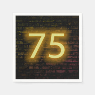 Birthday Neon 75 Sign on Brick Wall Servet