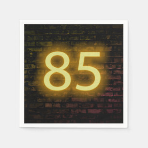 Birthday Neon 85 Sign on Brick Wall Servet