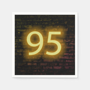 Birthday Neon 95 Sign on Brick Wall Napkins Servet