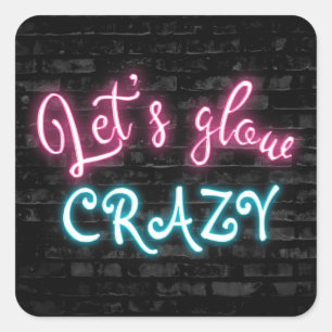 Birthday Neon Glow Sign op Brick Vierkante Sticker