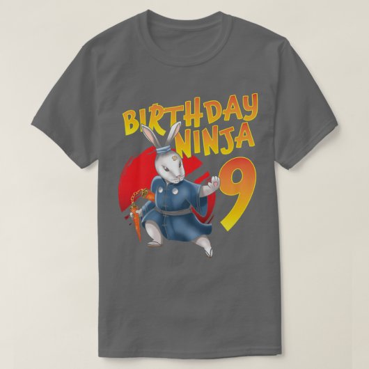 Birthday Ninja Bunny 9 Year 9th Bday Born 2013 S T-shirt (Design voorkant)