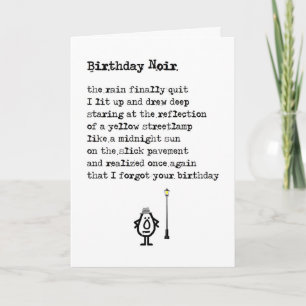 Birthday Noir - een grappig laat verjaardagsgedich Kaart