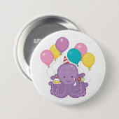 Birthday Octopus Ronde Button 7,6 Cm (Voorkant /achterkant)