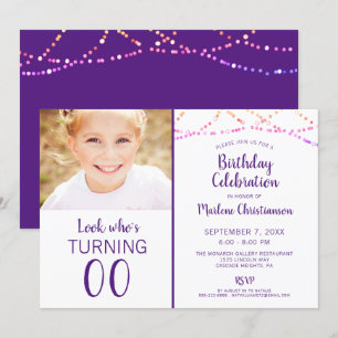 Birthday OM HET EVEN WELKE AGE Meerkleurige Paarse Kaart