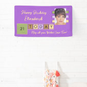 Birthday om het even welke leeftijd voeg fotonaam spandoek (Insitu)