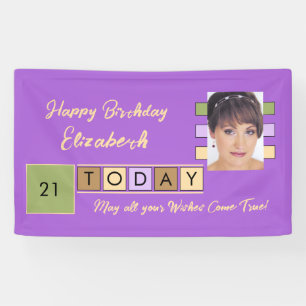 Birthday om het even welke leeftijd voeg fotonaam spandoek