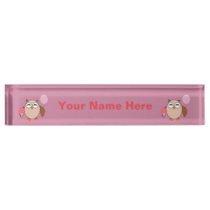 Birthday Owl Custom Name plate Naambordje