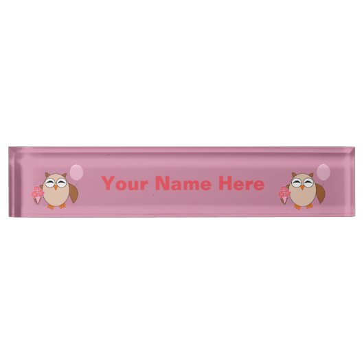 Birthday Owl Custom Name plate Naambordje (Voorkant)
