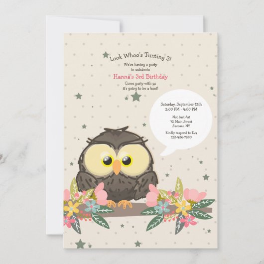 Birthday Owl Kaart (Voorkant)