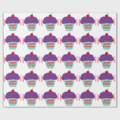 Birthday Paars Frosting Cupcake Cadeaupapier (Vlak)