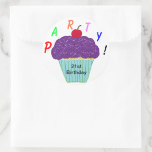 Birthday Paars Frosting Vanilla Cupcake Ronde Sticker