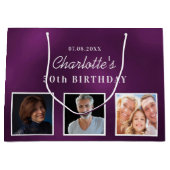 Birthday paarse aangepast fotomonogram groot cadeauzakje (Voorkant)