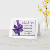 Birthday Paarse Bow-kaartje Kaart (Gele Bloem)